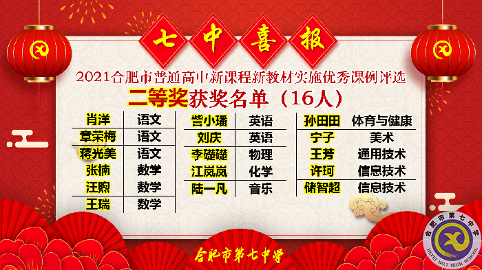熱烈祝賀合肥七中榮獲新課程新教材41項(xiàng)優(yōu)秀課例獎項(xiàng)(圖3)