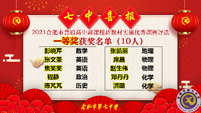 熱烈祝賀合肥七中榮獲新課程新教材41項(xiàng)優(yōu)秀課例獎項(xiàng)(圖2)